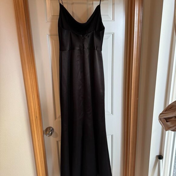Amsale Bella Bridesmaids Chloe dress black fluid satin size 6 - Picture 4 of 12